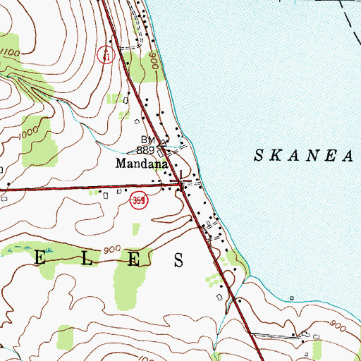 Topographic Map of Mandana, NY