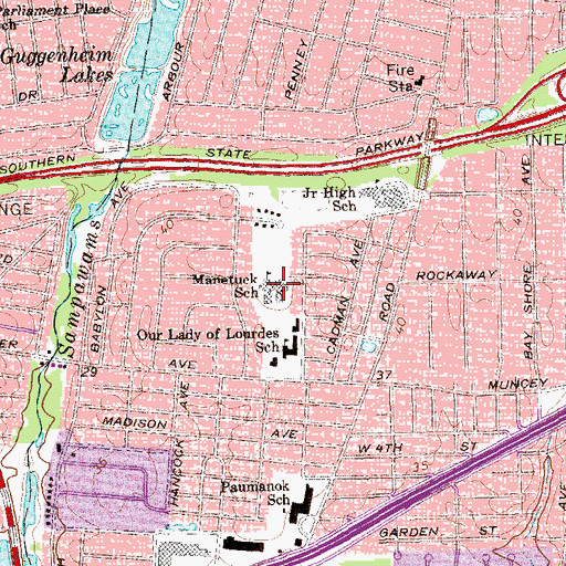 Topographic Map of Manetuck Elementary School, NY