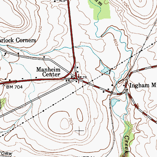 Topographic Map of Manheim Center, NY