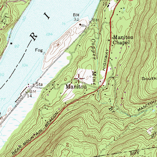 Topographic Map of Manitou, NY