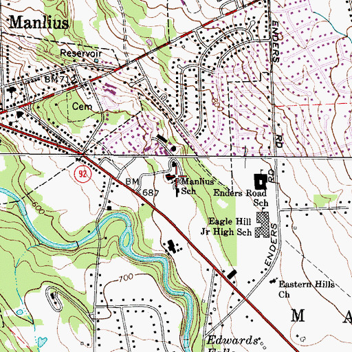 Topographic Map of Manlius School (historical), NY