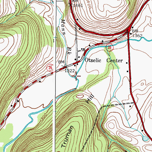 Topographic Map of Mann Brook, NY