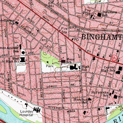 Topographic Map of Horace Mann Elementary School, NY