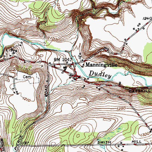 Topographic Map of Manningville, NY