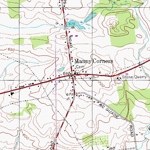 Topographic Map of Manny Corners, NY