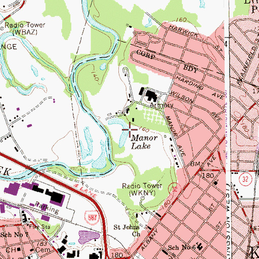 Topographic Map of Manor Lake, NY