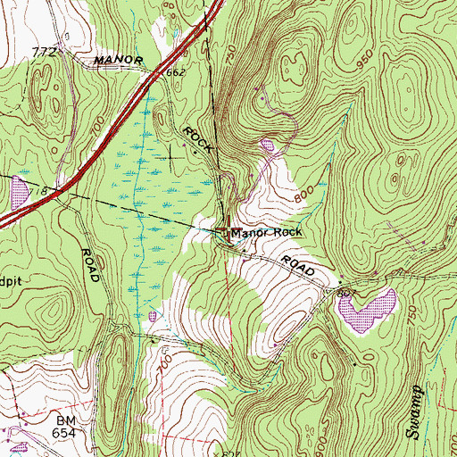 Topographic Map of Manor Rock, NY