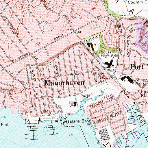 Topographic Map of Manorhaven, NY