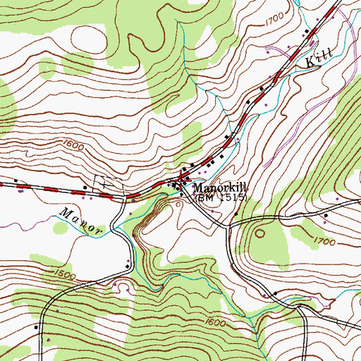 Topographic Map of Manorkill, NY