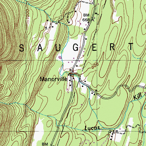 Topographic Map of Manorville, NY