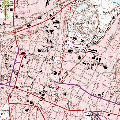 Topographic Map of Mansion Square Park, NY