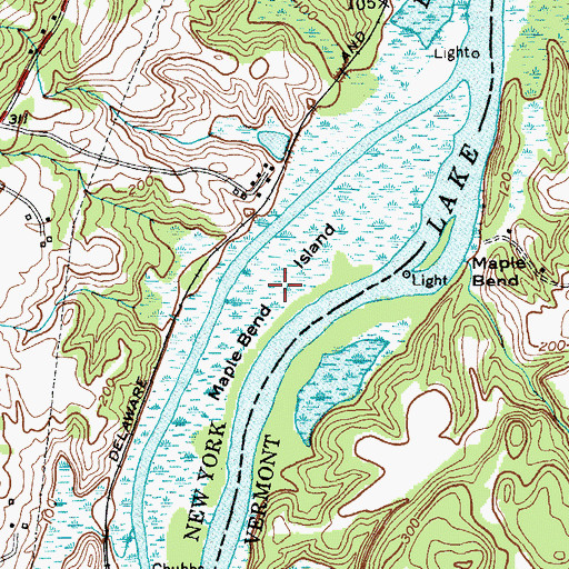 Topographic Map of Maple Bend Island, NY