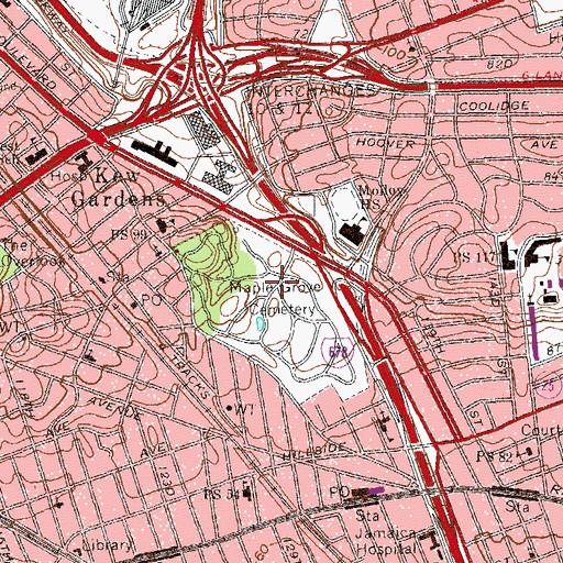 Topographic Map of Maple Grove Cemetery, NY