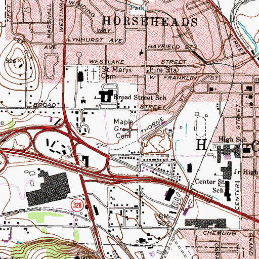 Topographic Map of Maple Grove Cemetery, NY