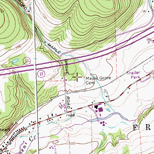 Topographic Map of Maple Grove Cemetery, NY
