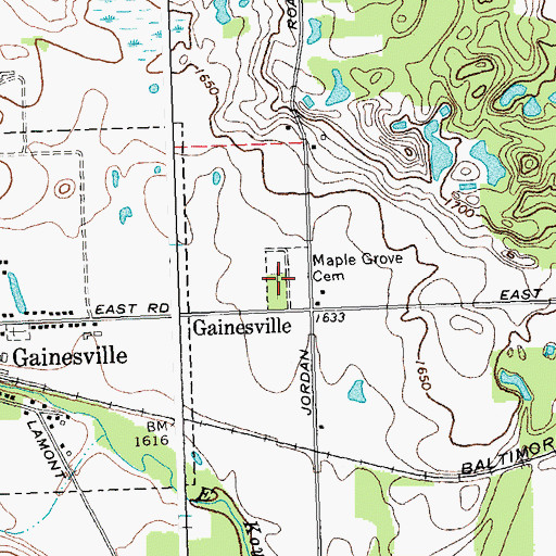 Topographic Map of Maple Grove Cemetery, NY