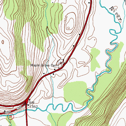 Topographic Map of Maple Grove Cemetery, NY