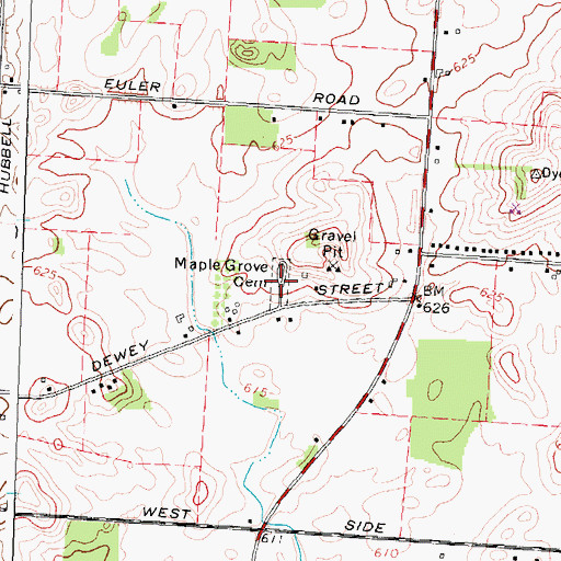 Topographic Map of Maple Grove Cemetery, NY