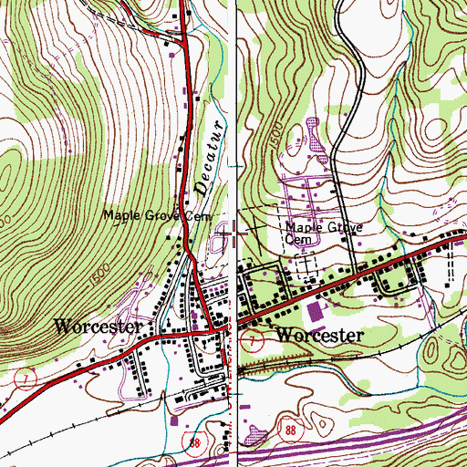Topographic Map of Maple Grove Cemetery, NY