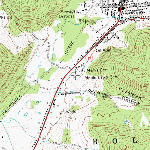 Topographic Map of Maple Lawn Cemetery, NY