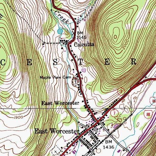 Topographic Map of Maple View Cemetery, NY