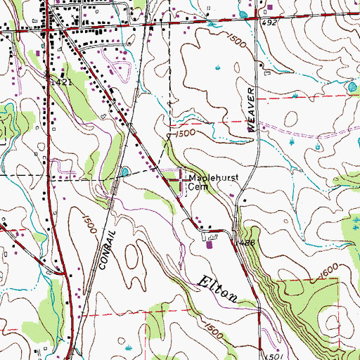 Topographic Map of Delevan Cemetery, NY