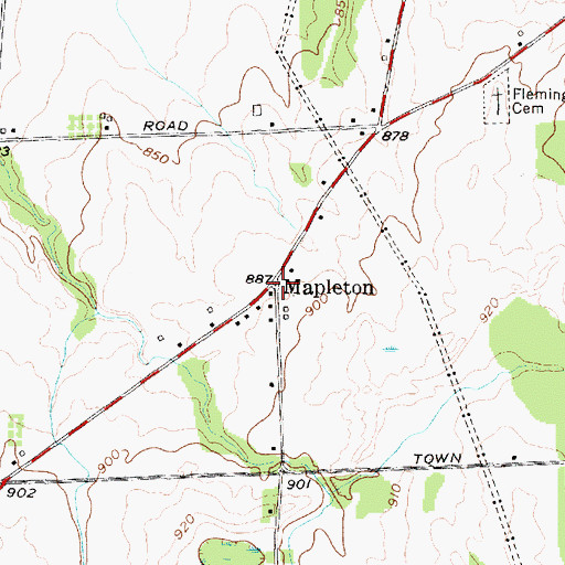 Topographic Map of Mapleton, NY