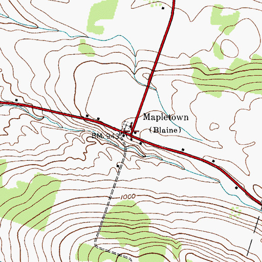 Topographic Map of Mapletown, NY