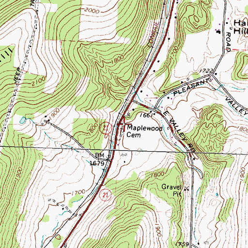 Topographic Map of Maplewood Cemetery, NY