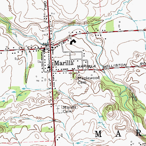 Topographic Map of Maplewood Cemetery, NY