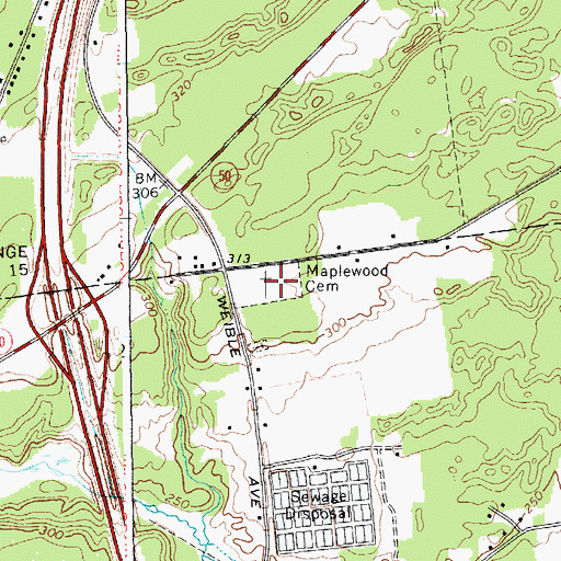 Topographic Map of Maplewood Cemetery, NY