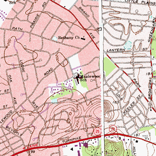 Topographic Map of Maplewood Intermediate School, NY