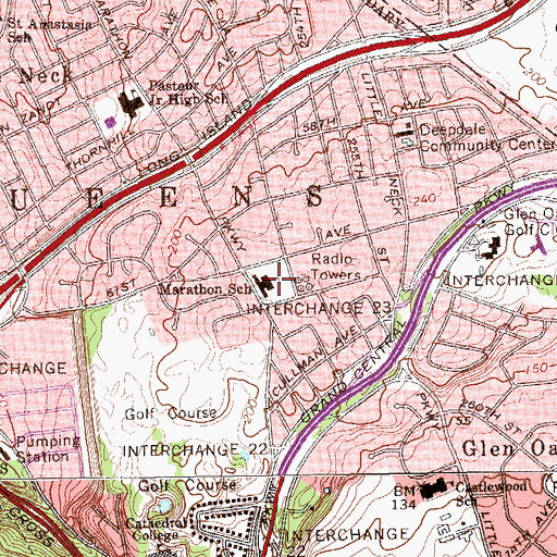 Topographic Map of Marathon School, NY