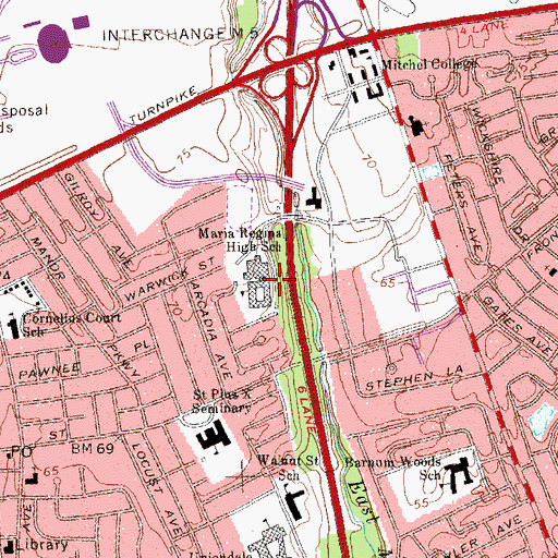 Topographic Map of Kellenberg Memorial High School, NY