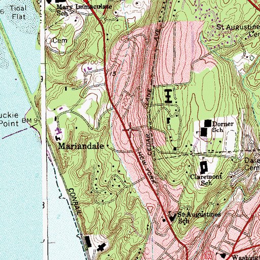 Topographic Map of Mariandale, NY