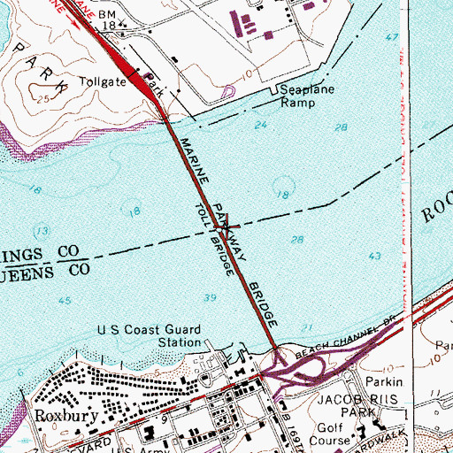 Topographic Map of Marine Parkway-Gil Hodges Memorial Bridge, NY