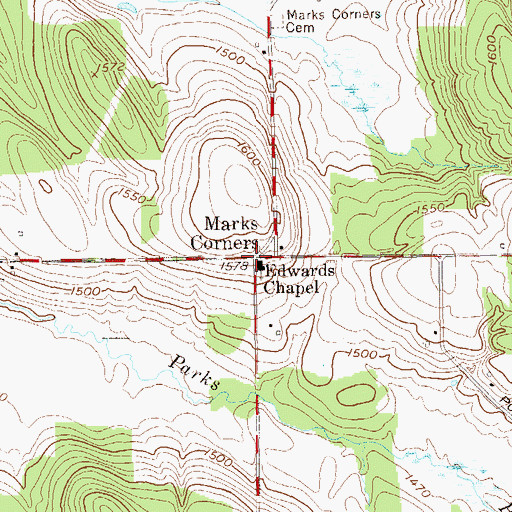 Topographic Map of Marks Corners, NY
