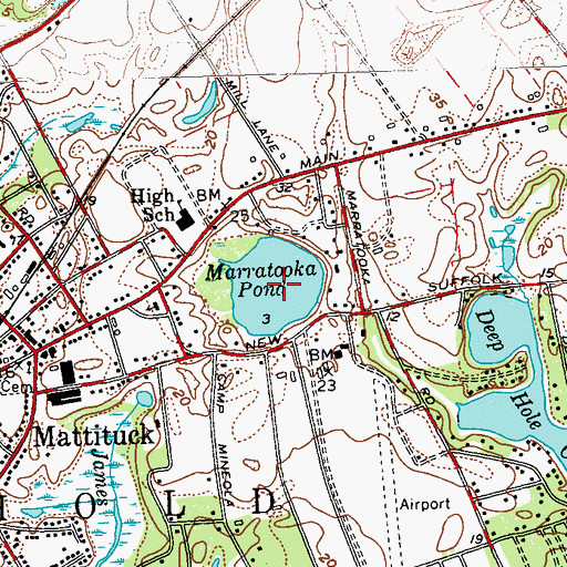 Topographic Map of Marratooka Pond, NY
