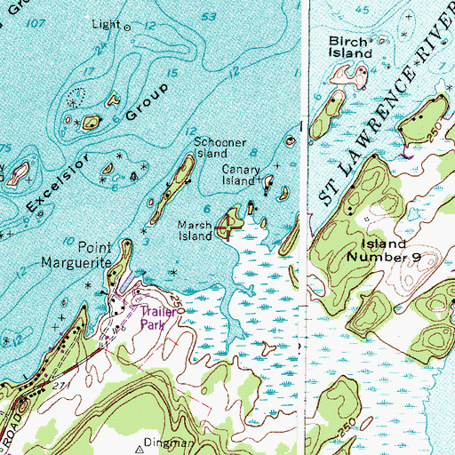 Topographic Map of Marsh Island, NY