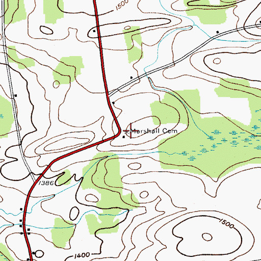 Topographic Map of Marshall Cemetery, NY