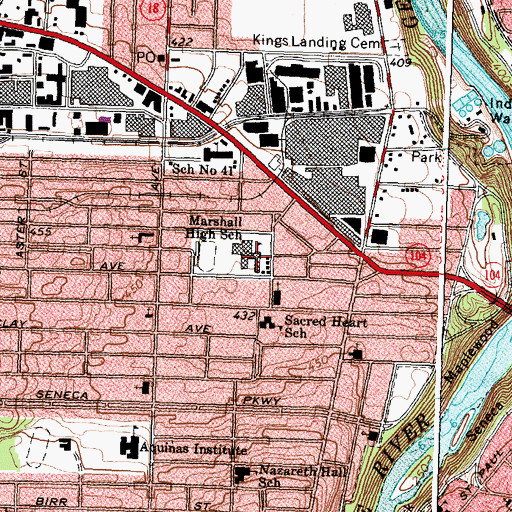 Topographic Map of John Marshall High School, NY