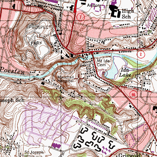 Topographic Map of Marshall Hospital (historical), NY