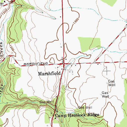 Topographic Map of Marshfield, NY