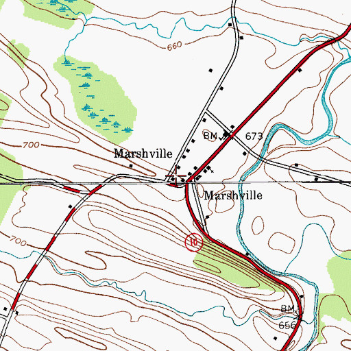 Topographic Map of Marshville, NY