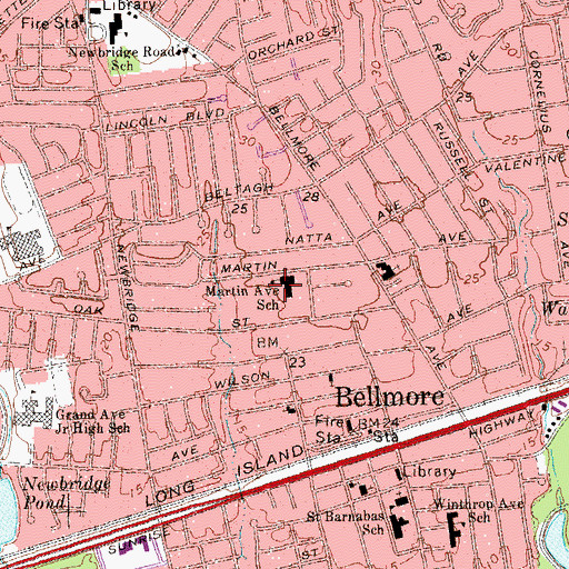 Topographic Map of Martin Avenue Elementary School, NY