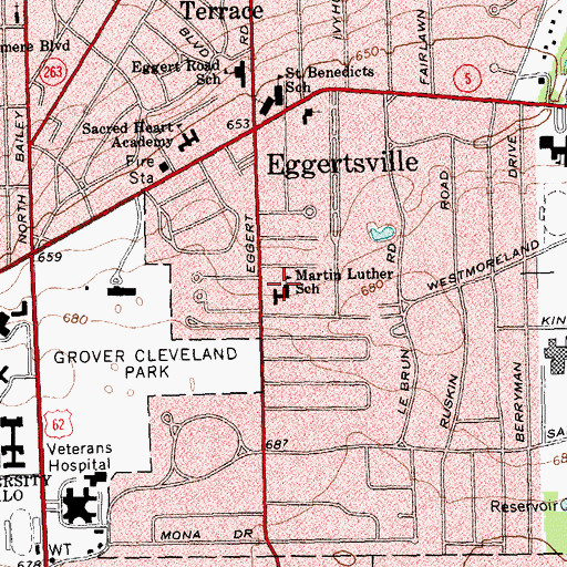 Topographic Map of Martin Luther School, NY