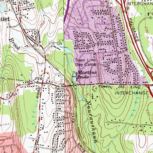 Topographic Map of Martins Lake, NY