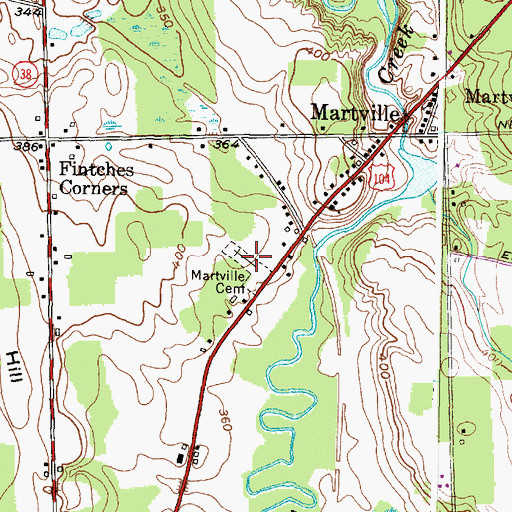 Topographic Map of Martville Cemetery, NY