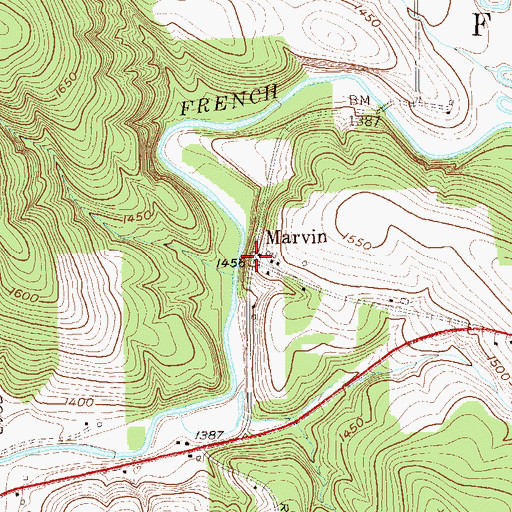 Topographic Map of Marvin, NY