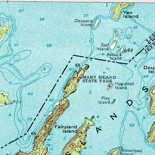 Topographic Map of Mary Island State Park, NY